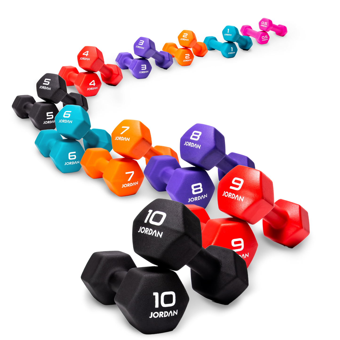 JORDAN® Neoprene Studio Hex Dumbbells