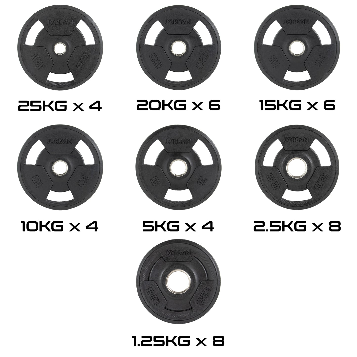 JORDAN Rubber Tri-Grip Olympic Plate (1.25kg-25kg)