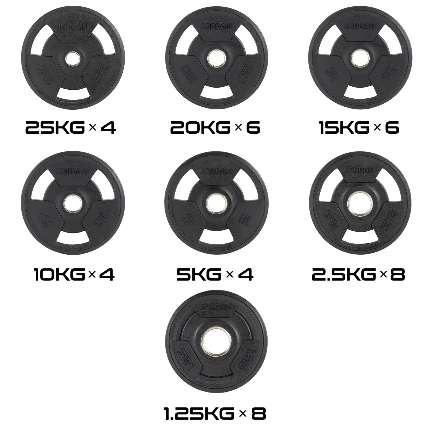 JORDAN Rubber Tri-Grip Olympic Plate (1.25kg-25kg)