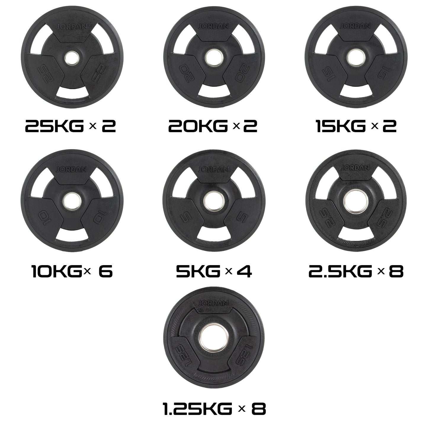 JORDAN Rubber Tri-Grip Olympic Plate (1.25kg-25kg)