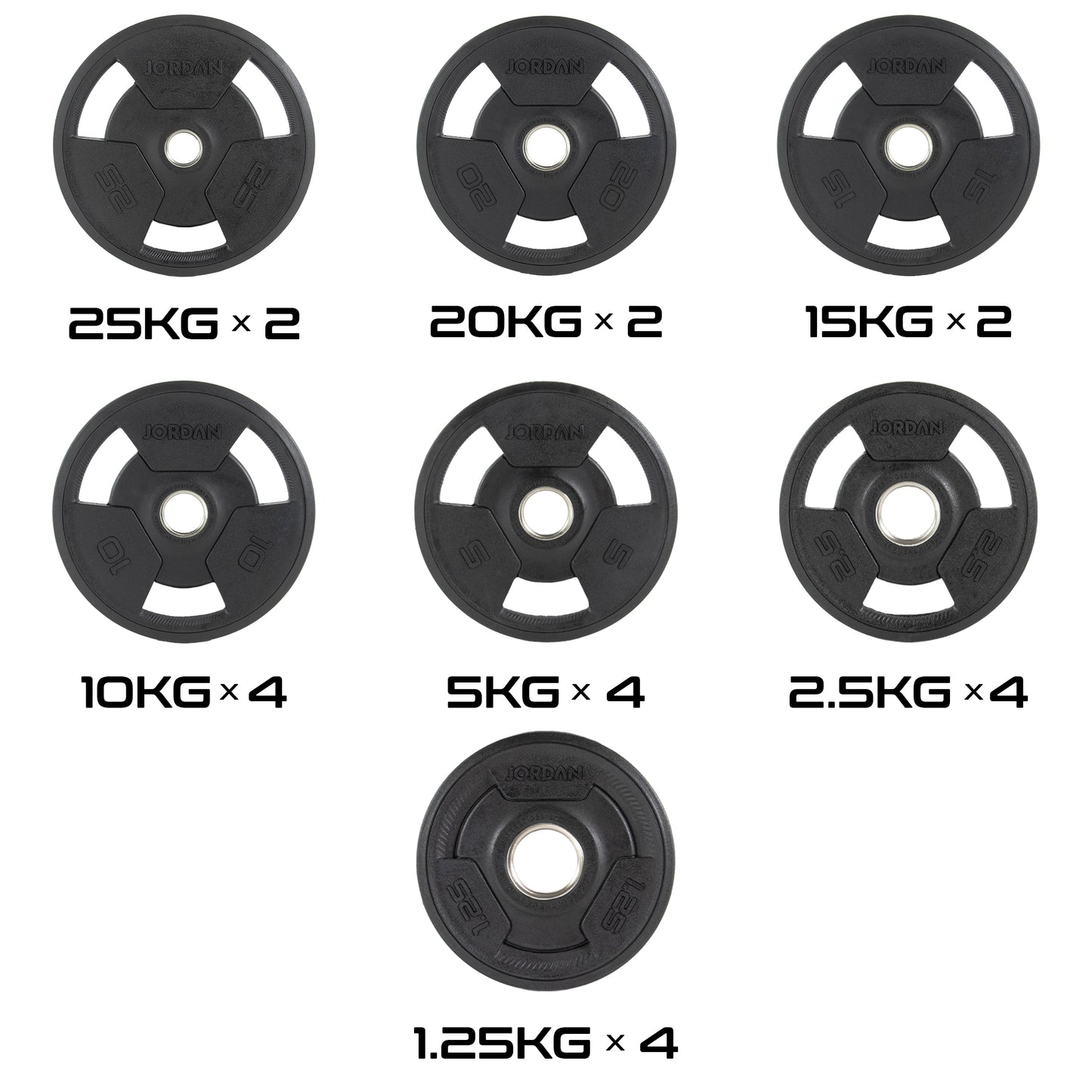 JORDAN Rubber Tri-Grip Olympic Plate (1.25kg-25kg)