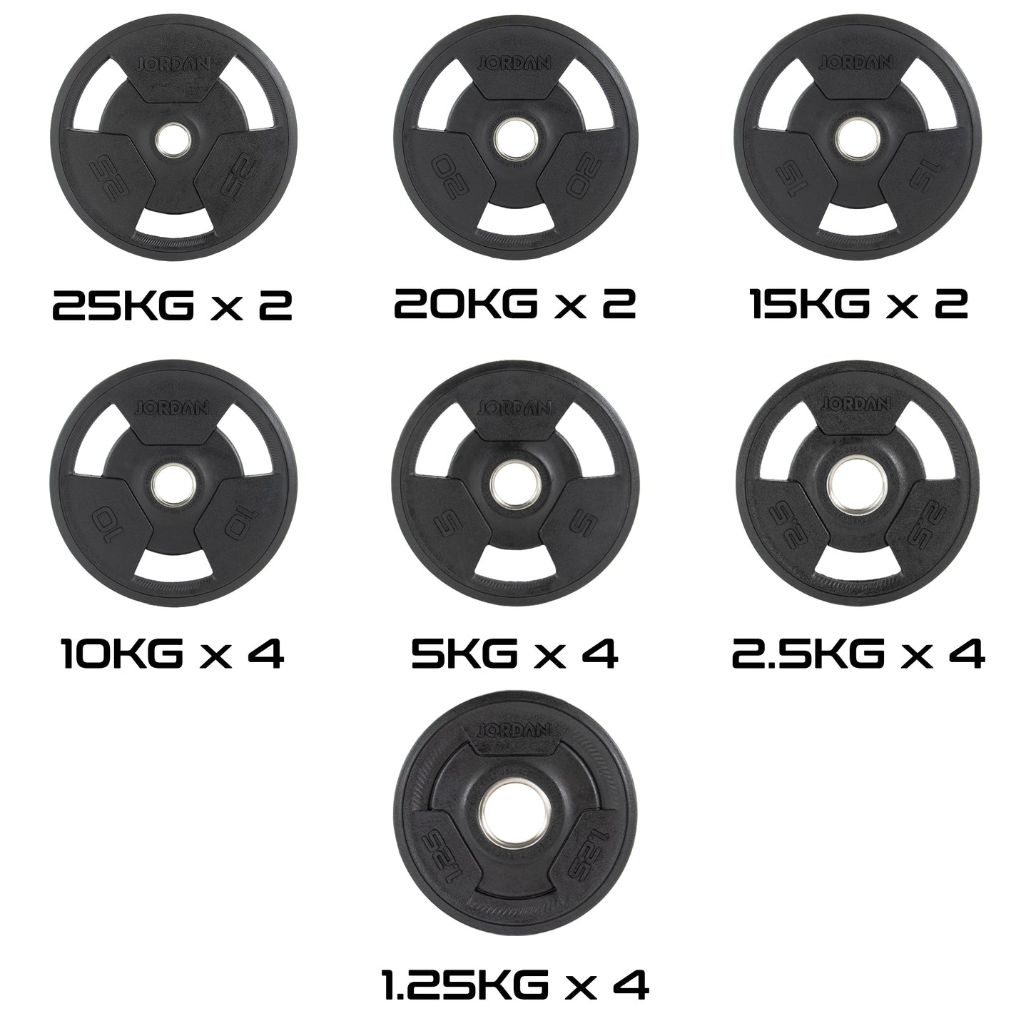 JORDAN Rubber Tri-Grip Olympic Plate (1.25kg-25kg)