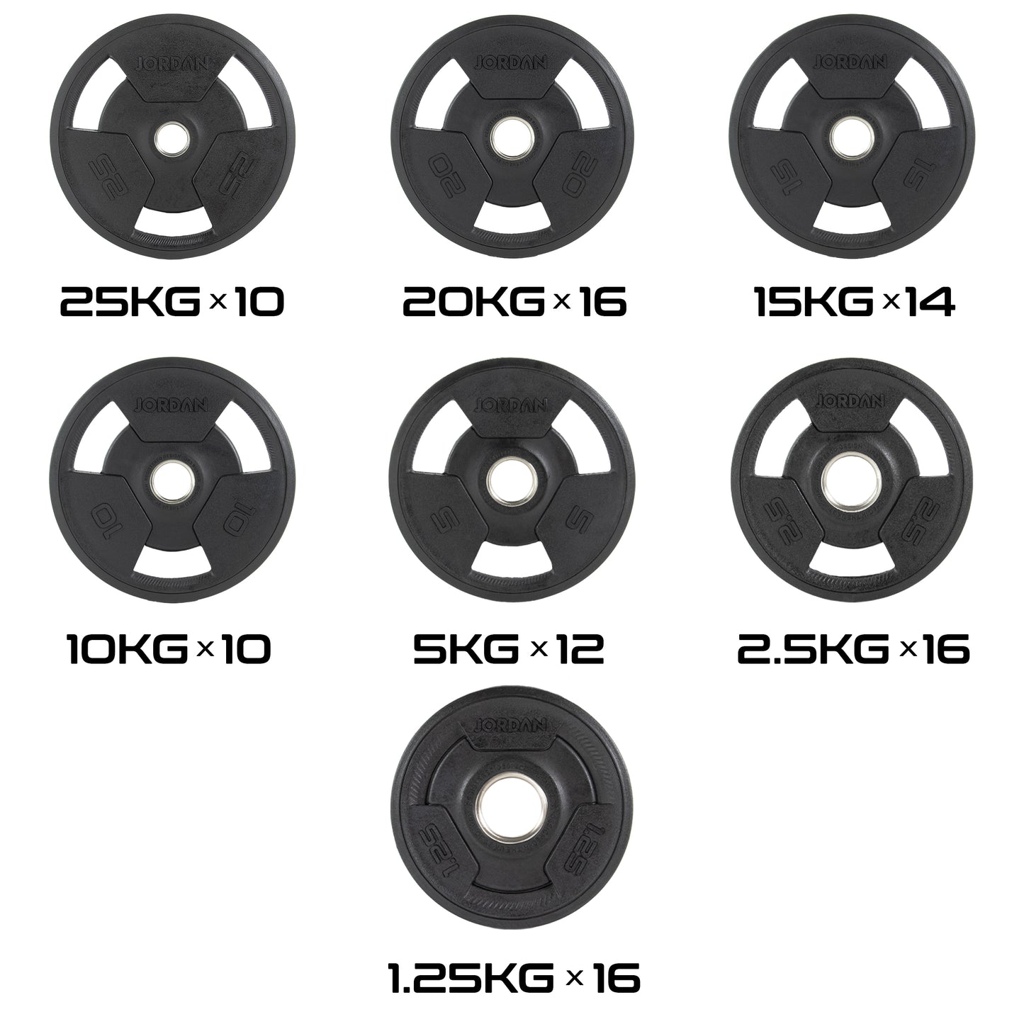 JORDAN Rubber Tri-Grip Olympic Plate (1.25kg-25kg)