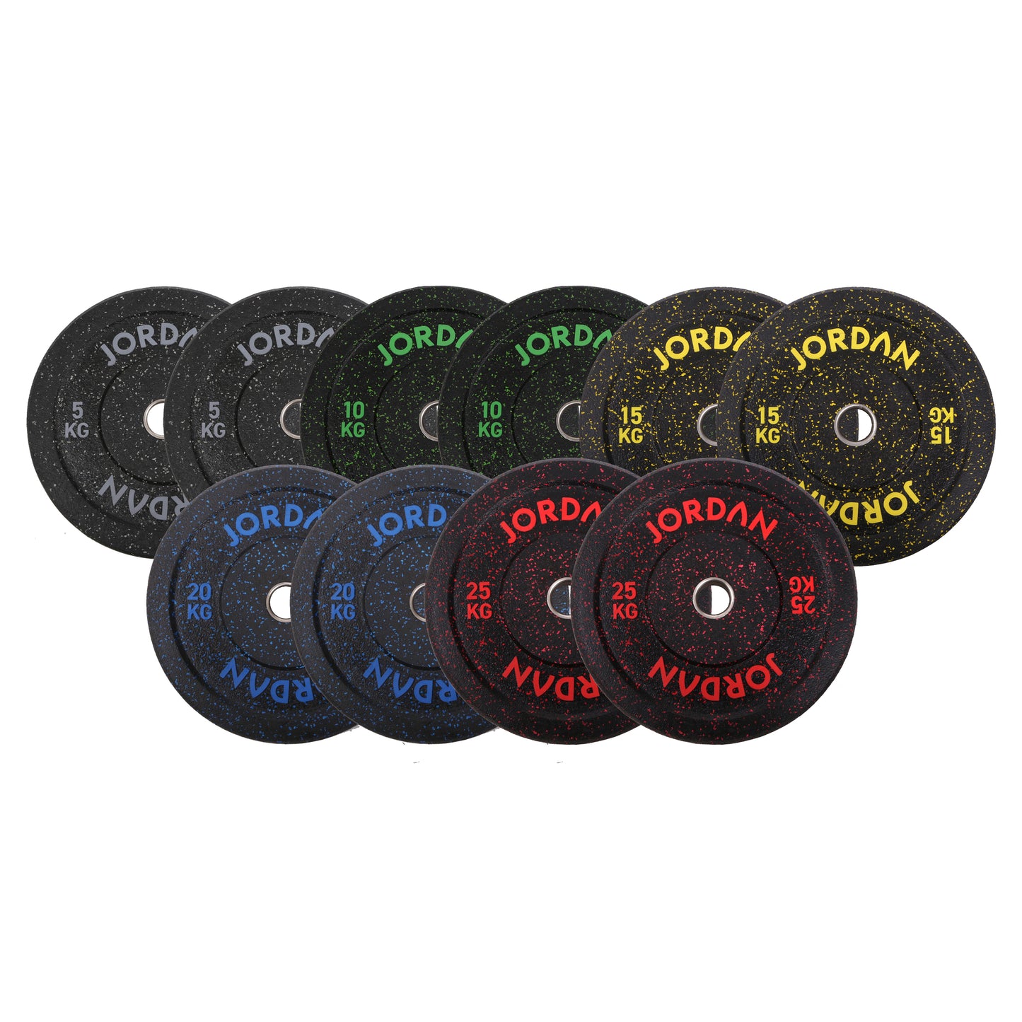 JORDAN Black Rubber Bumper Plate - Coloured Fleck (5kg-25kg)