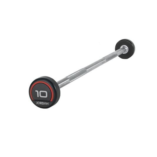 JORDAN Red Urethane Fixed Barbell - Straight Bar (10kg-45kg)