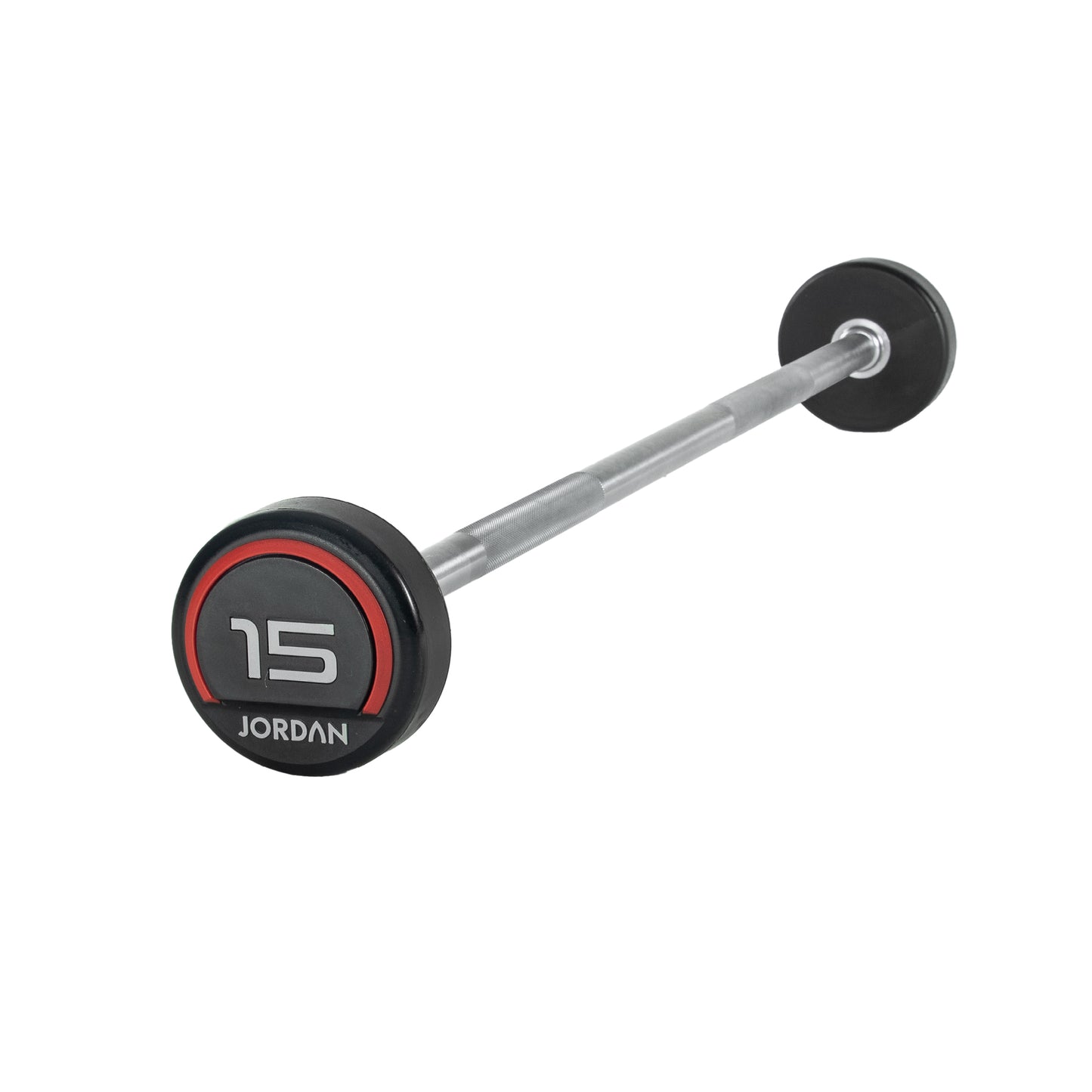 JORDAN Red Urethane Fixed Barbell - Straight Bar (10kg-45kg)