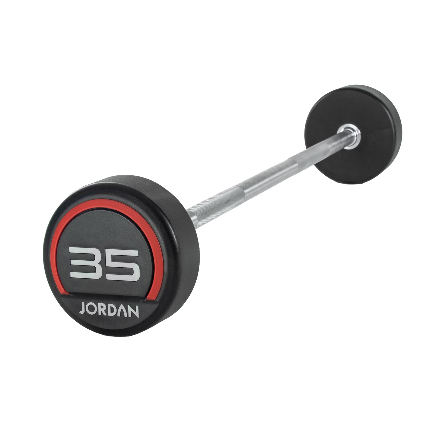 JORDAN Red Urethane Fixed Barbell - Straight Bar (10kg-45kg)