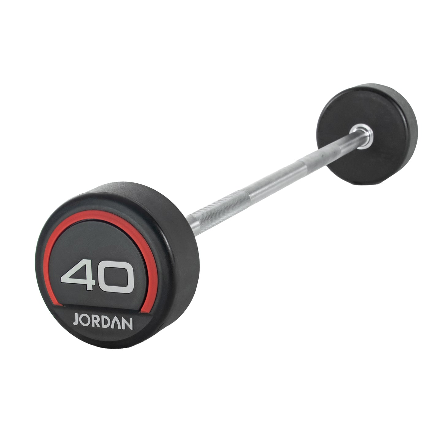 JORDAN Red Urethane Fixed Barbell - Straight Bar (10kg-45kg)