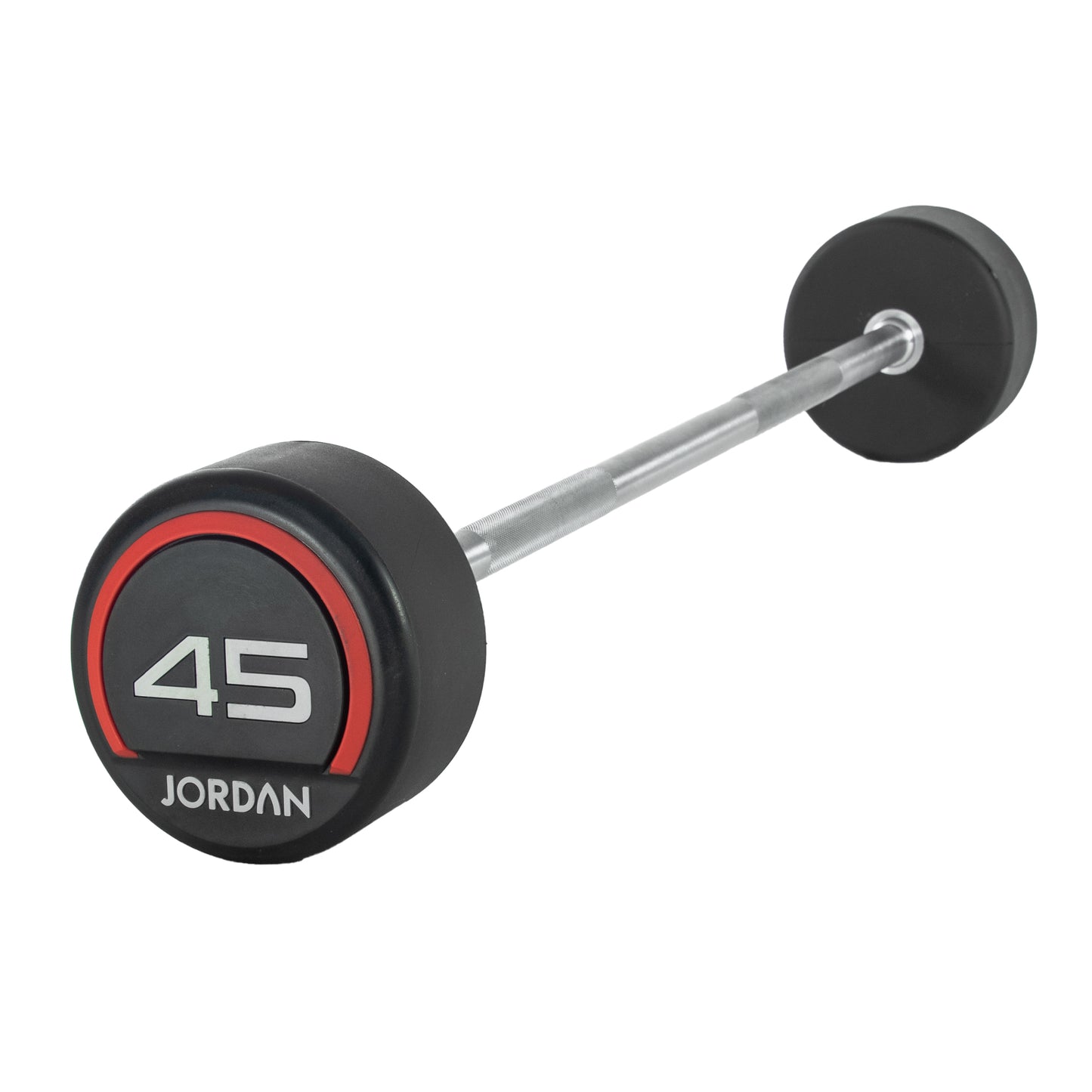 JORDAN Red Urethane Fixed Barbell - Straight Bar (10kg-45kg)