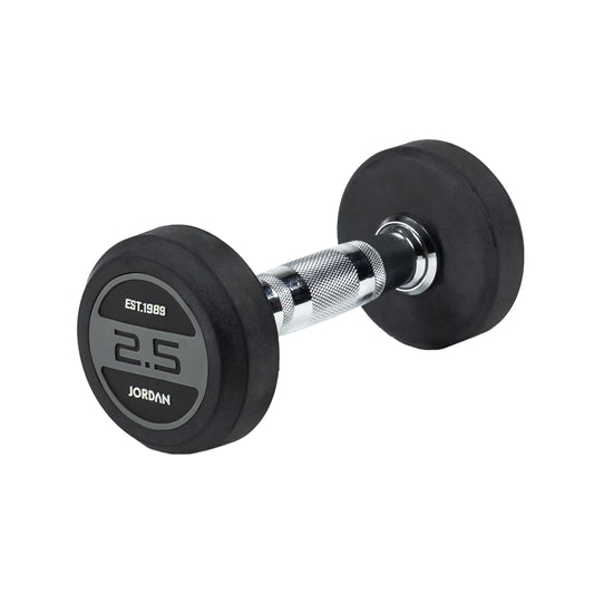 JORDAN Fitness Grey Rubber Dumbbells (2.5kg-50kg)