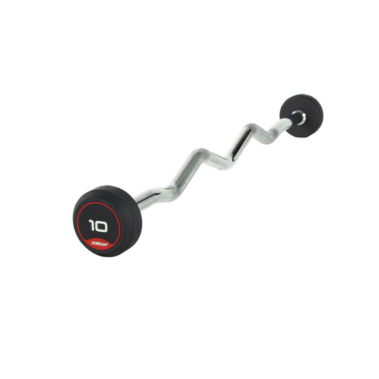 JORDAN Red Rubber Barbell - Curl Bar (10kg-50kg)