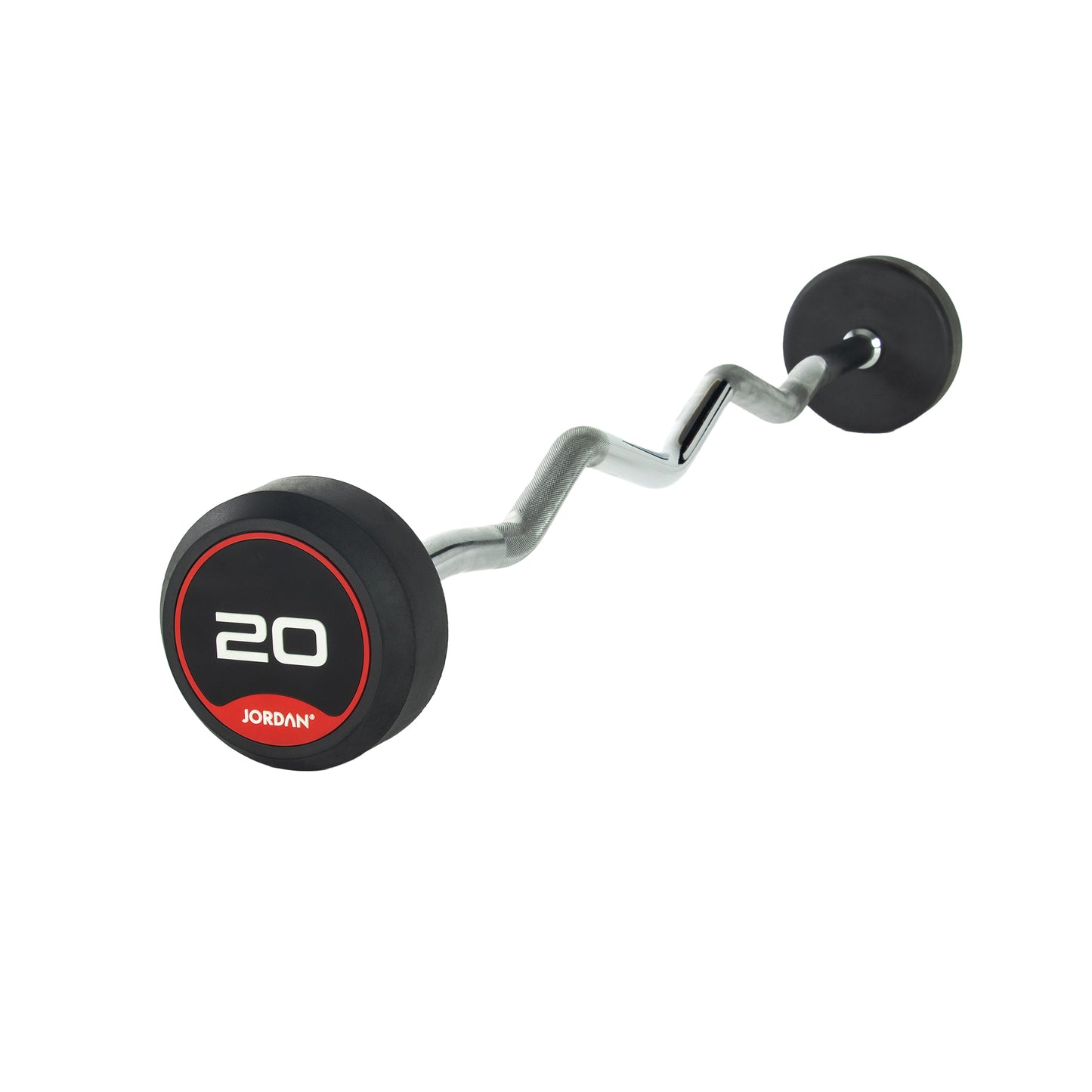 JORDAN Red Rubber Barbell - Curl Bar (10kg-50kg)