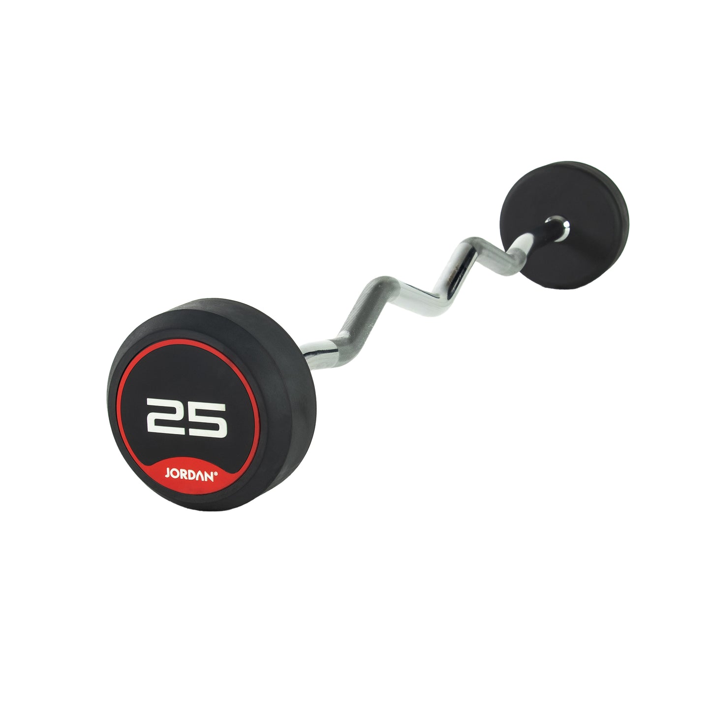 JORDAN Red Rubber Barbell - Curl Bar (10kg-50kg)