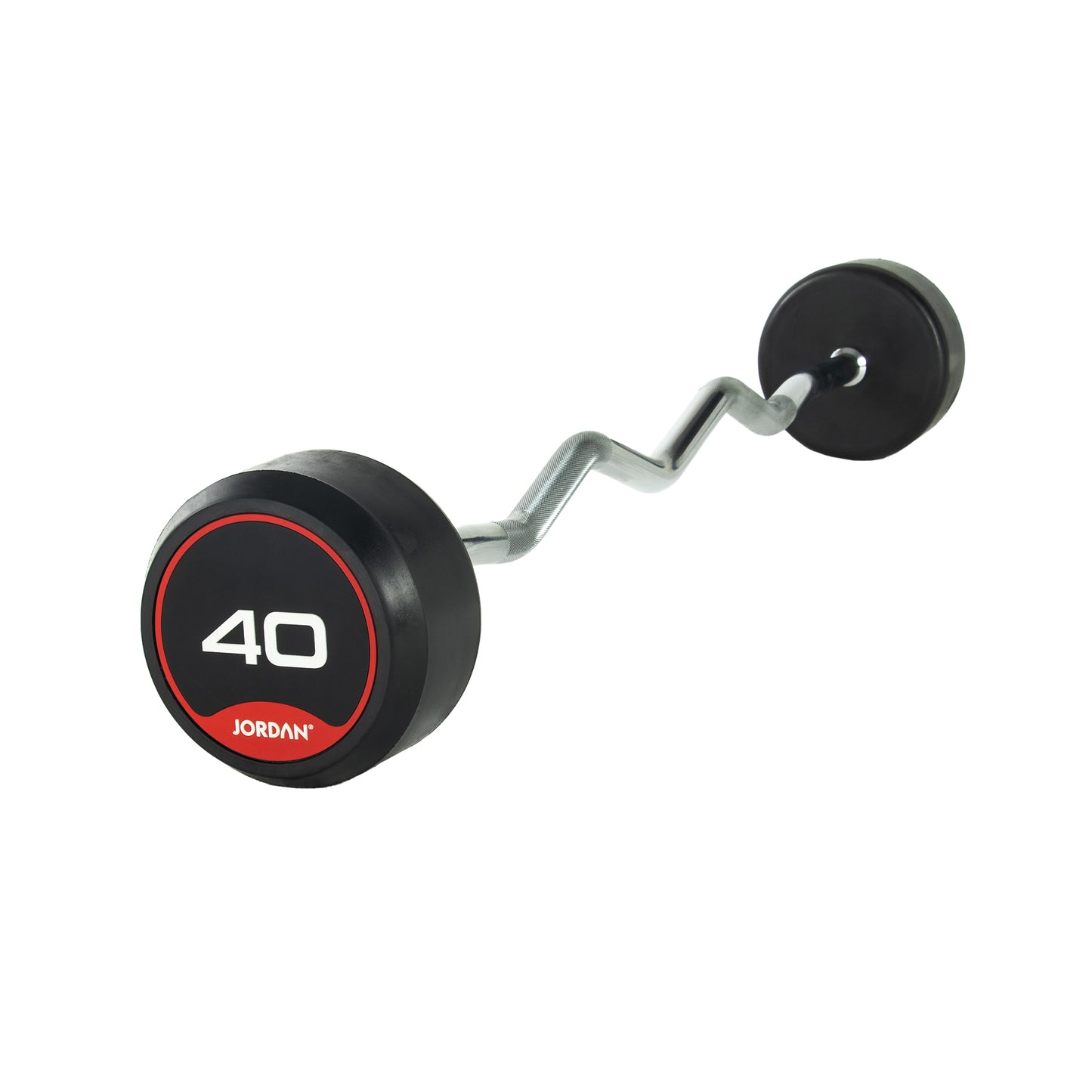 JORDAN Red Rubber Barbell - Curl Bar (10kg-50kg)