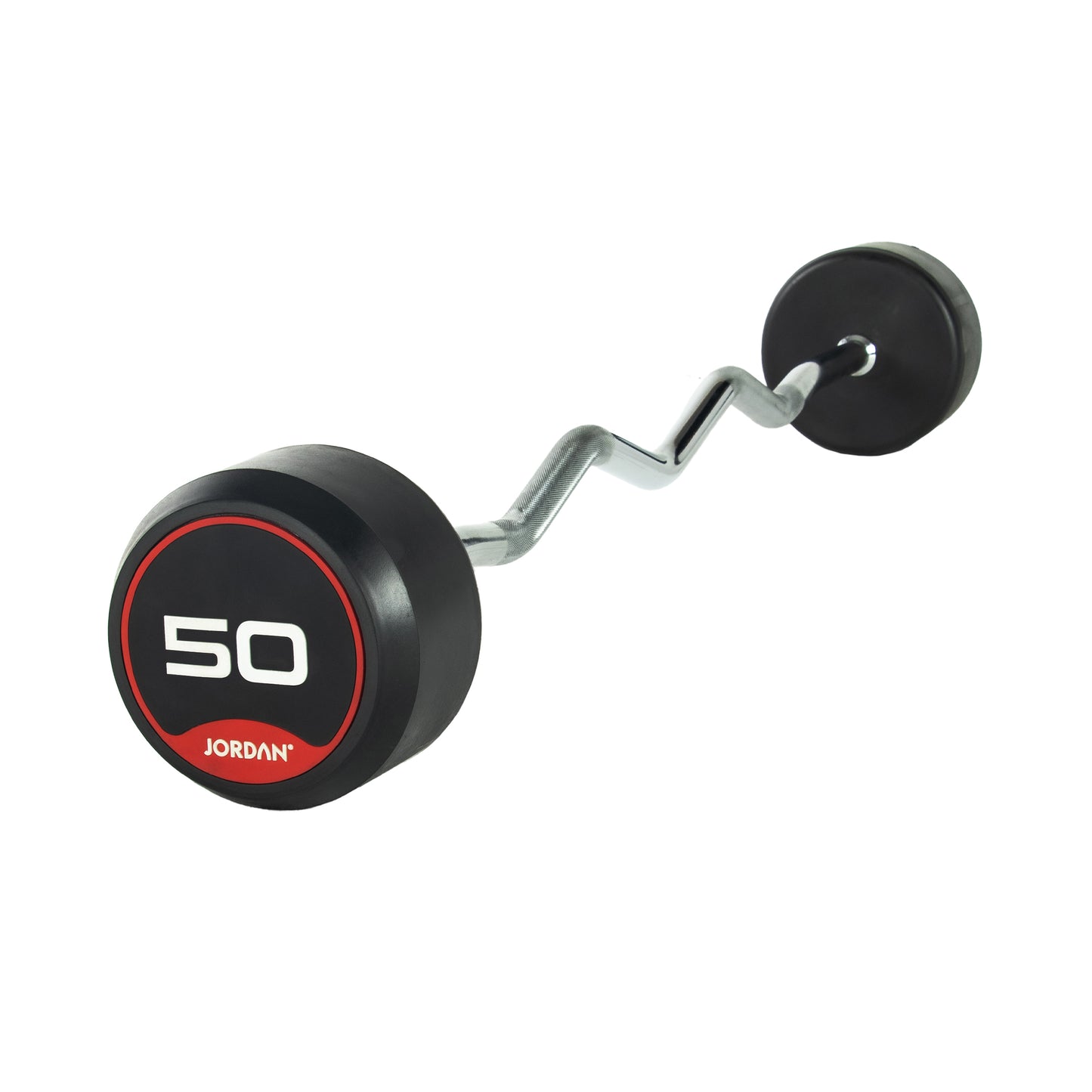 JORDAN Red Rubber Barbell - Curl Bar (10kg-50kg)